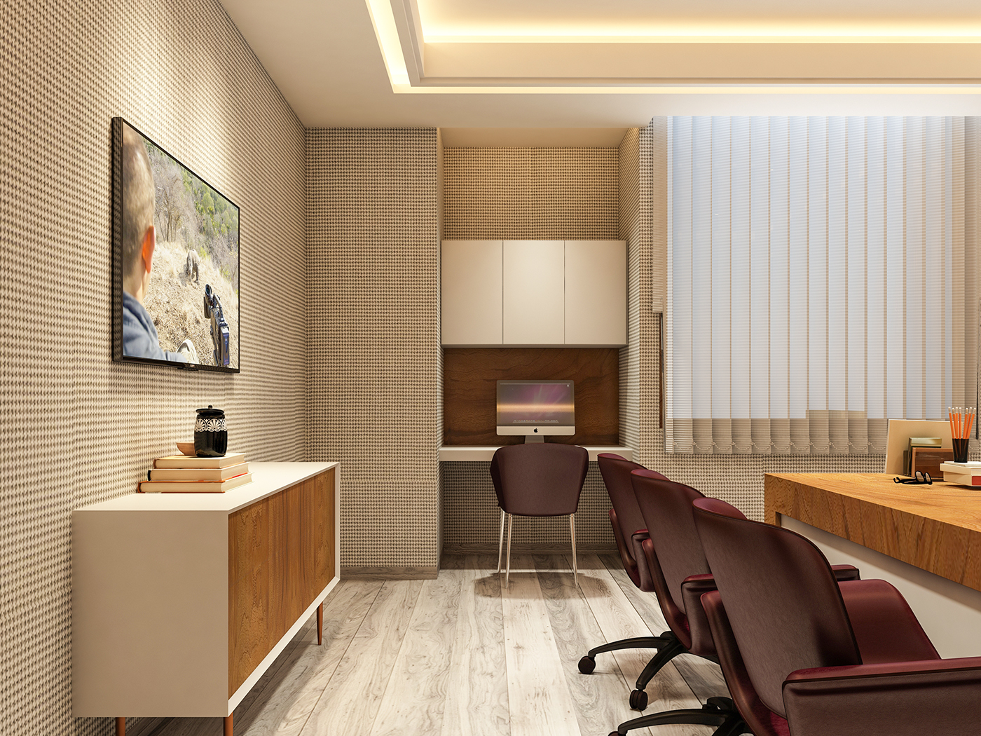 Office 3D visualization 3D view vray Interior modern luxury CG furniture