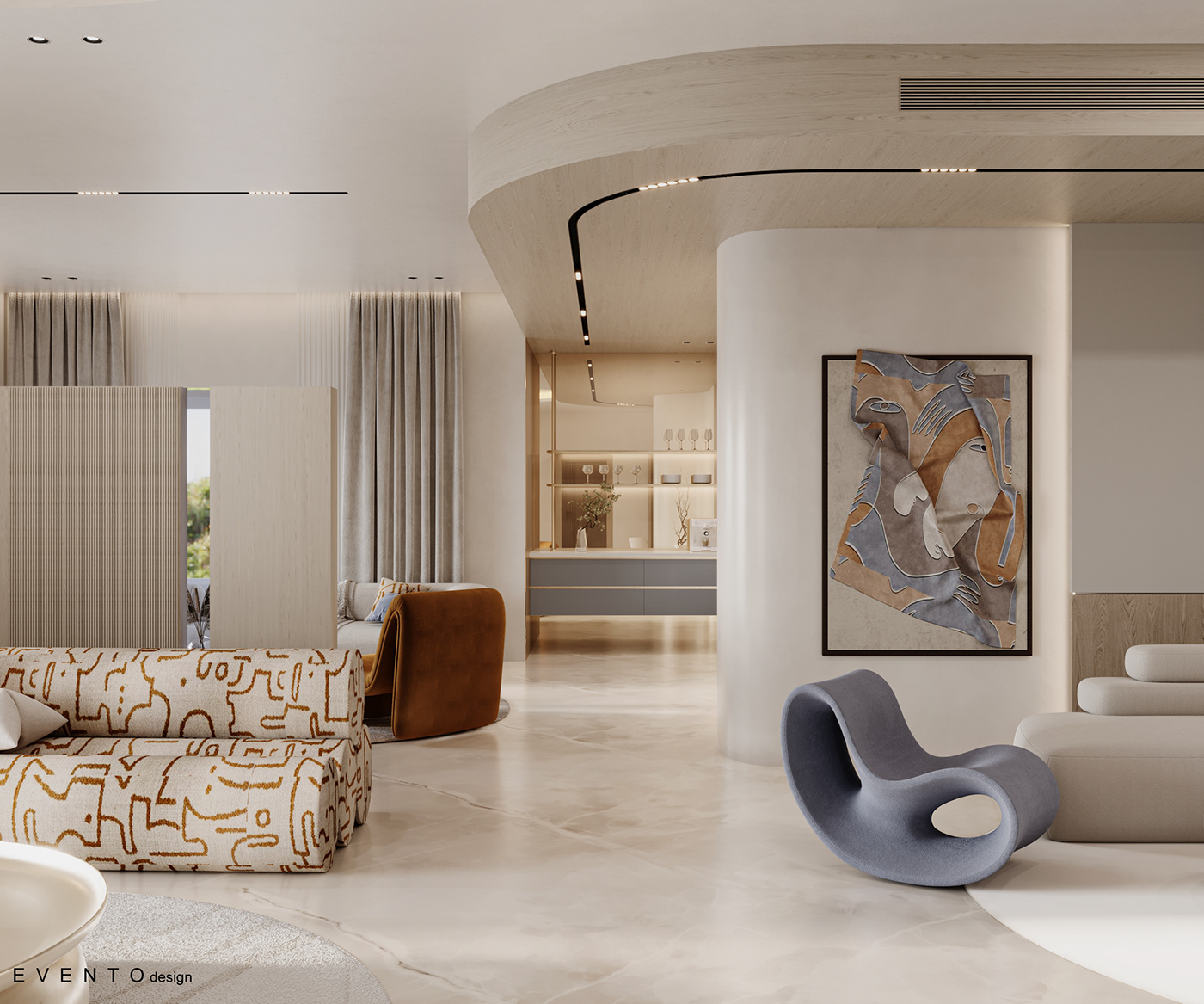 reception livingroom powder room Colourful  corona 3dmax home design