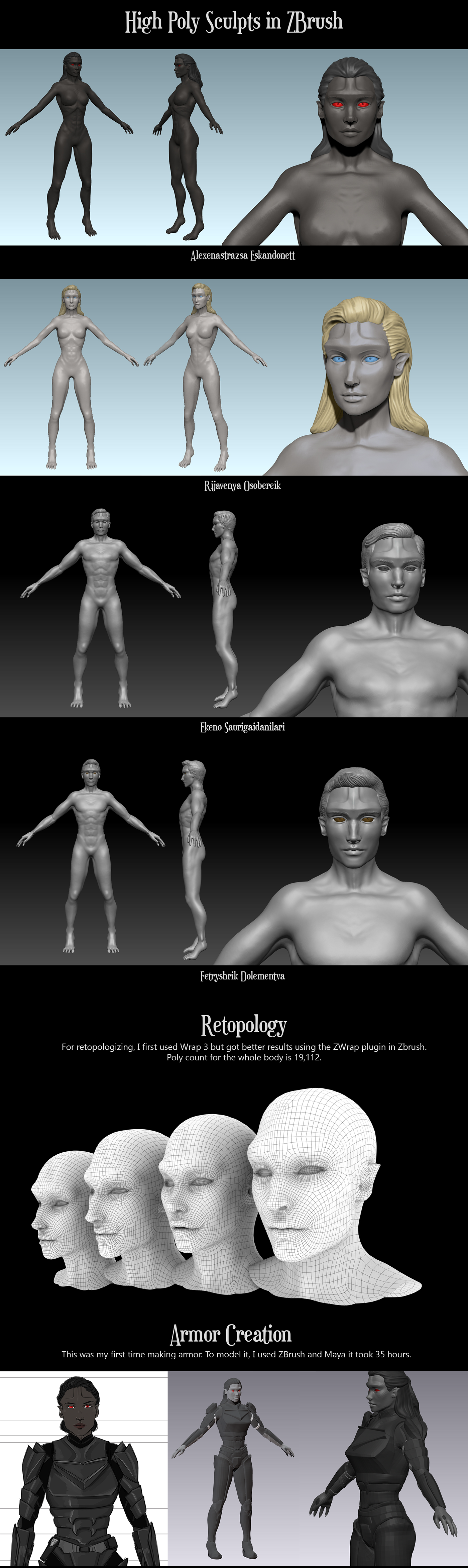 Character Desgin 3d modeling original characters Character Sculpt oc characters aliens Creature Design Breakdown 3d art