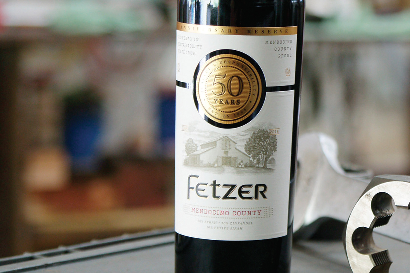 3 piece label 50th anniversary Fetzer Vineyards gold foil heritage design Retail wine wine package