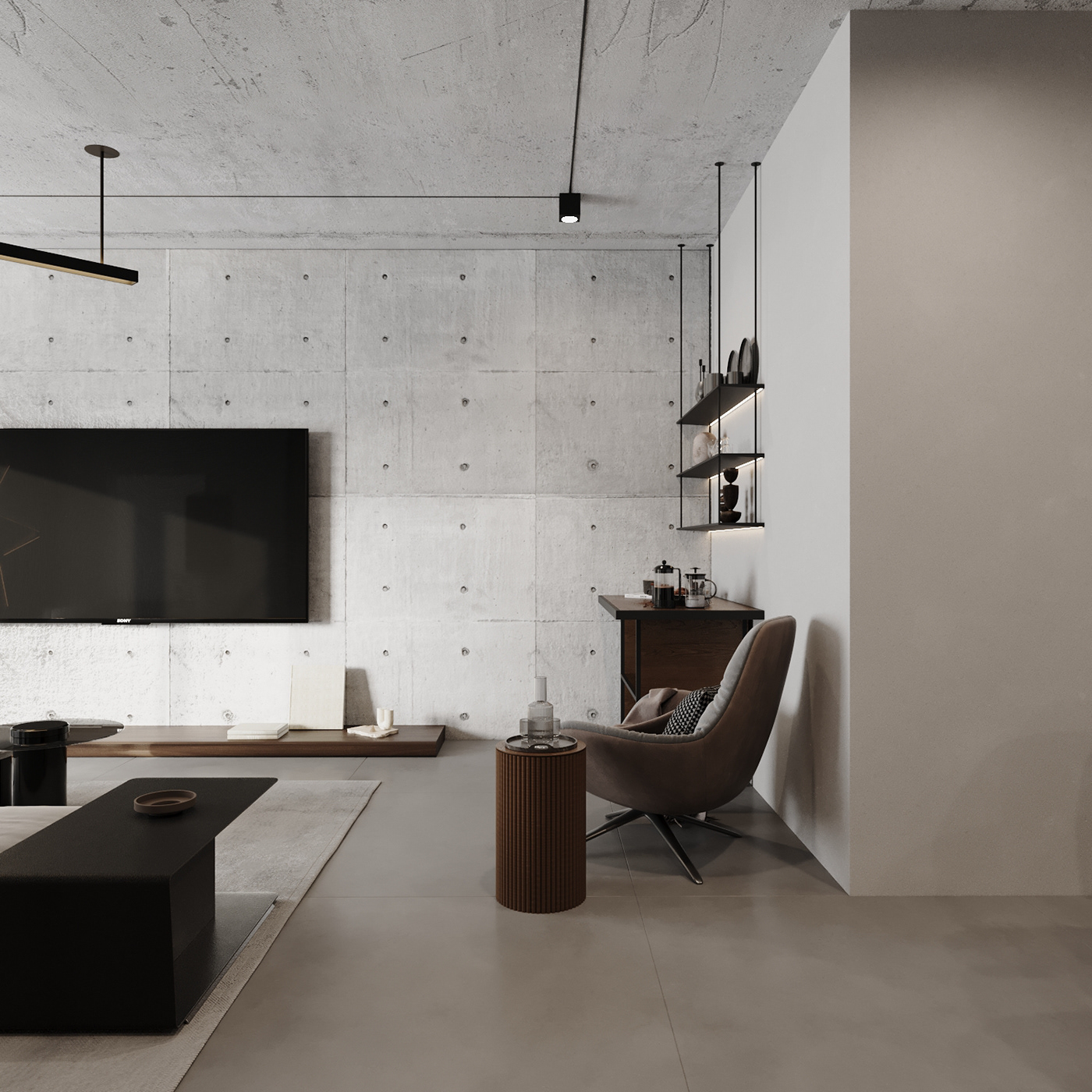 360° living room industrial design  Render archviz visualization interior design  CGI corona