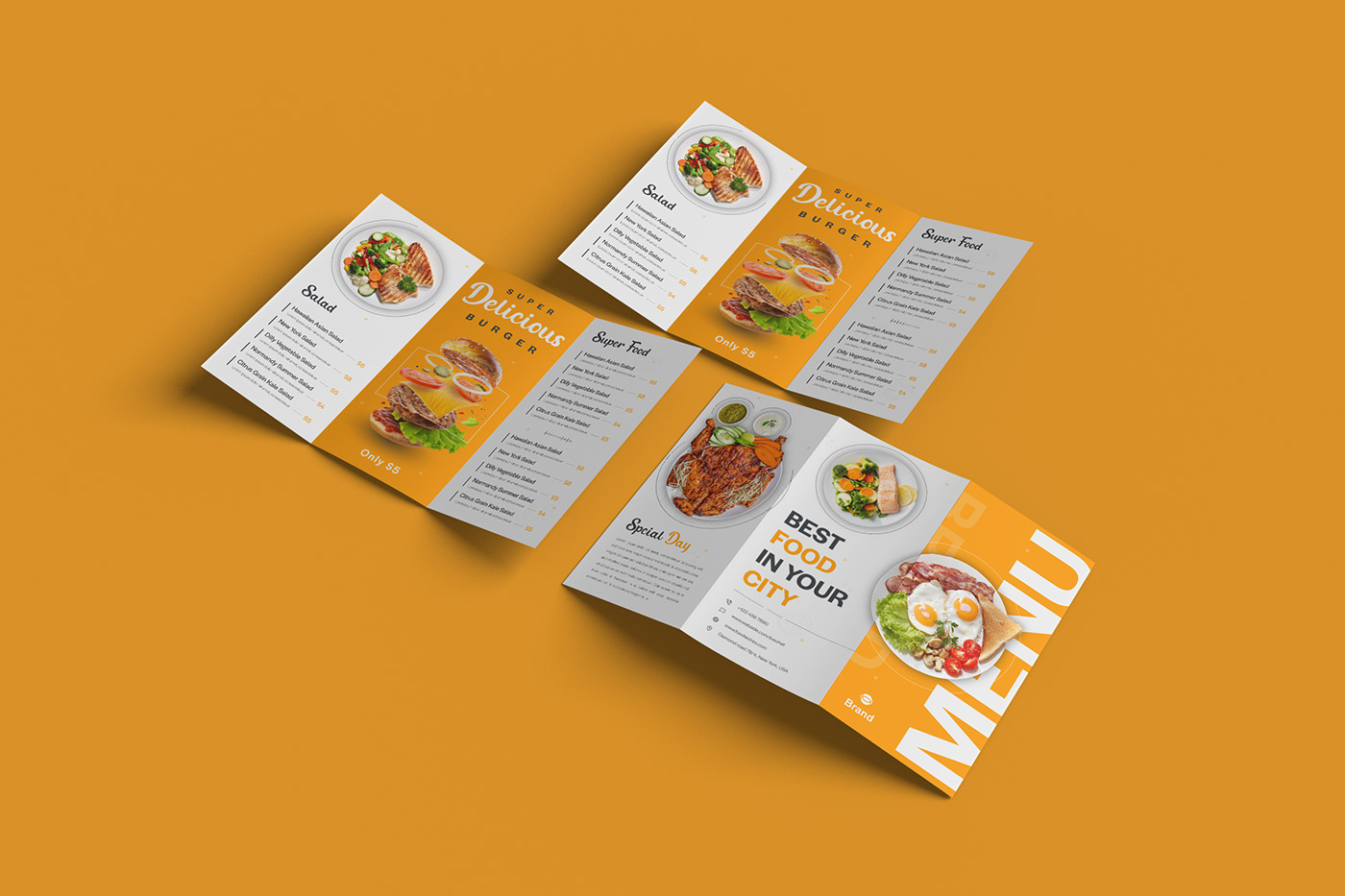 brand identity Designhatt food menu menu brochure Menu Card menu design modern restaurant Restaurant Branding trifold brochure