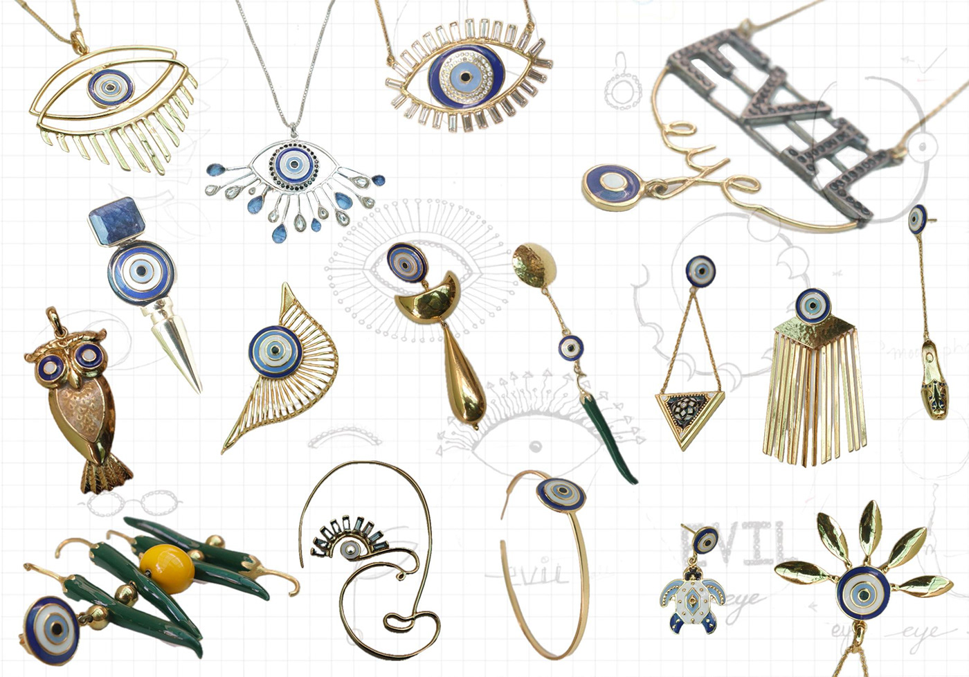 evil eye Jewellery NID Amrapali earrings pendants silver jewellery