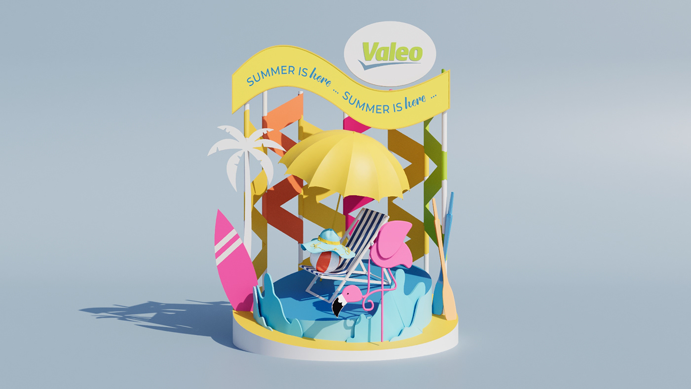 summer booth design colors colorful Exhibition  3D Event marketing   Advertising 