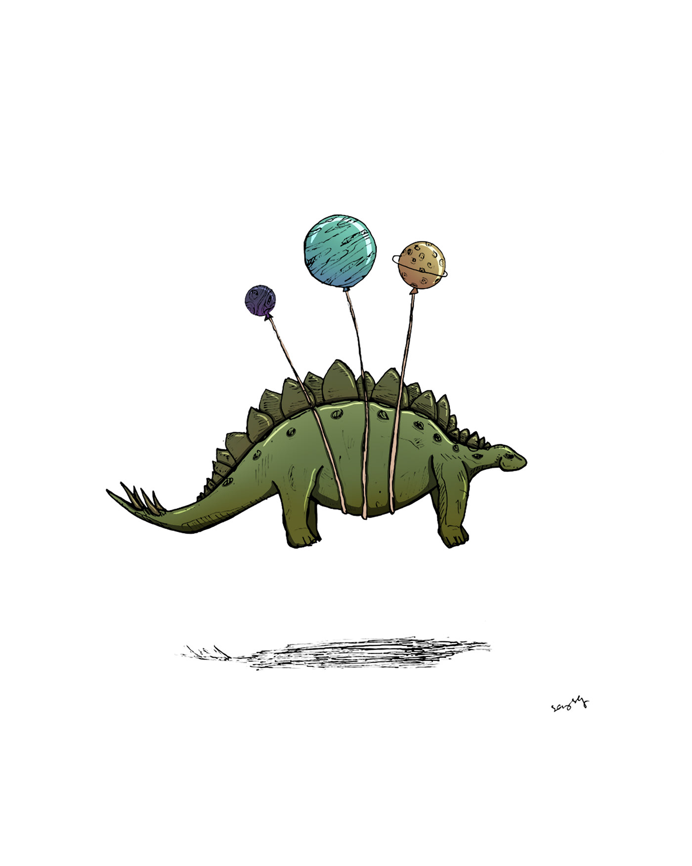 balloon Digital Art  digital illustration Dinossaur dinossauro Drawing  ILLUSTRATION  painting   planeta Planets