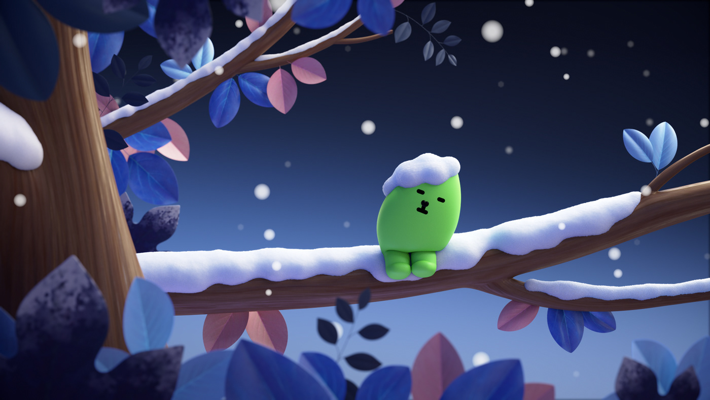leaf Character lonely season motiongraphic Grabit