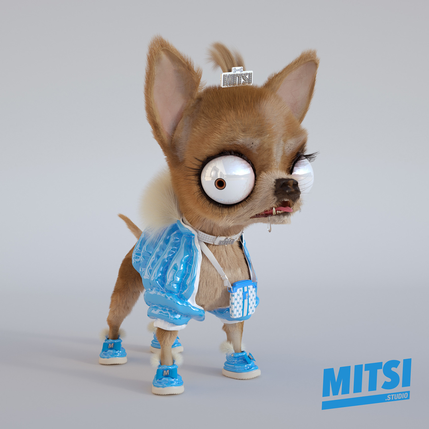 dog animation  3D Render chihuahua puppy Fashion  animal logo Fur