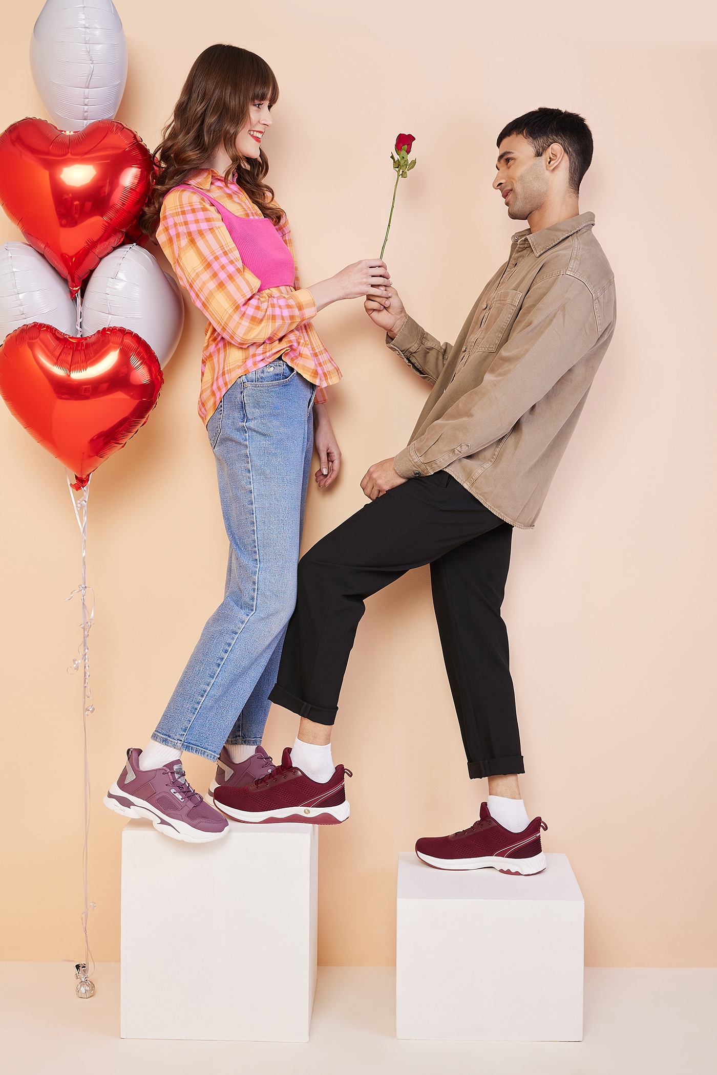 Valentine's Day romantic Lovers Proposal footwear sneakers photoshoot creative CreativeDirection ArtDirection