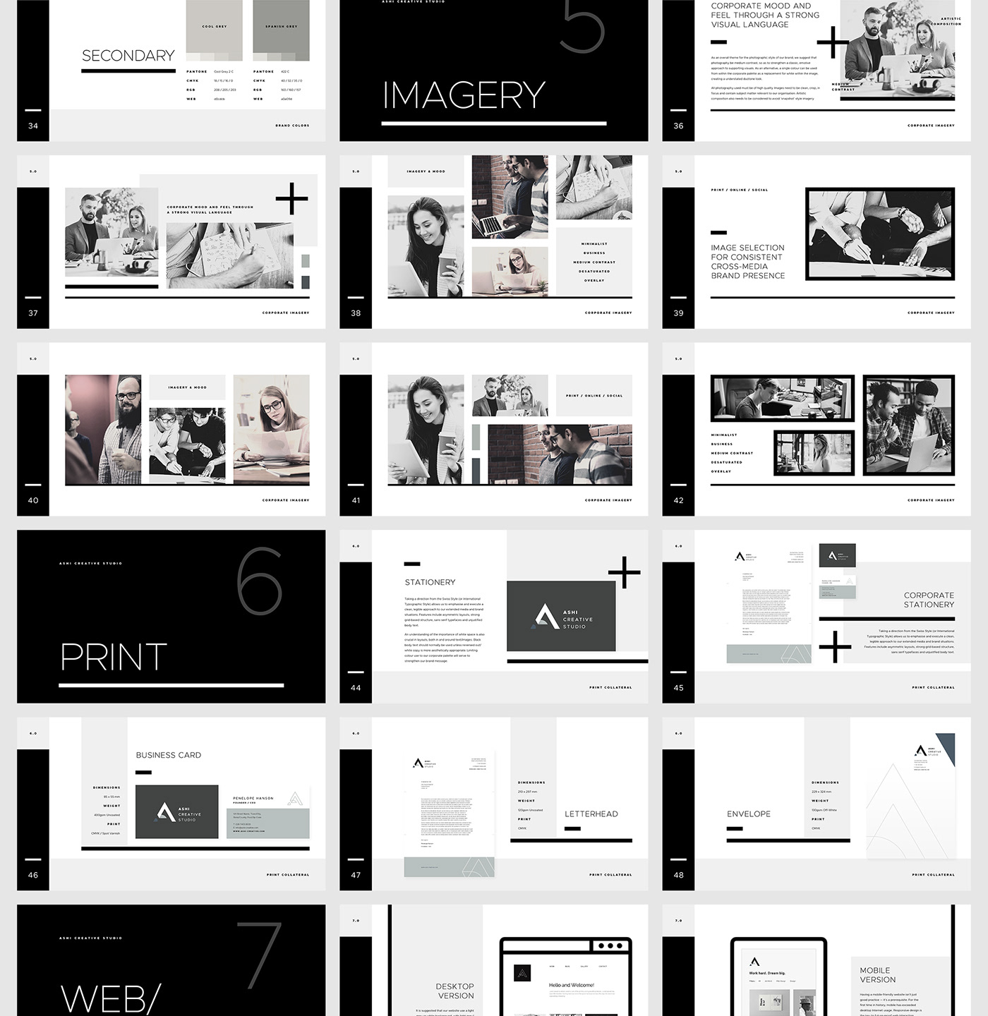 Powerpoint Keynote presentation brand branding  brand guidelines Google Slides monochrome corporate icons