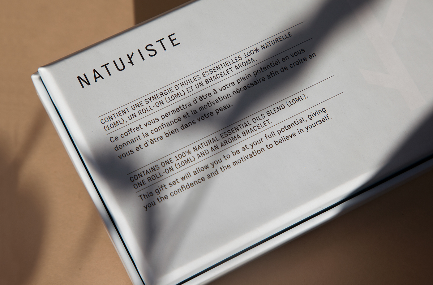 naturiste Packaging foil typography   diffuser essential oils colors