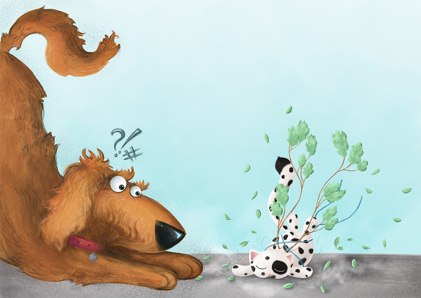 illustrations book kids children story Cat dog cartoon funny