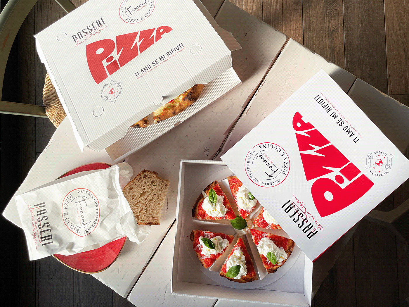 Pizza Packaging brand identity visual designer paper Printing box