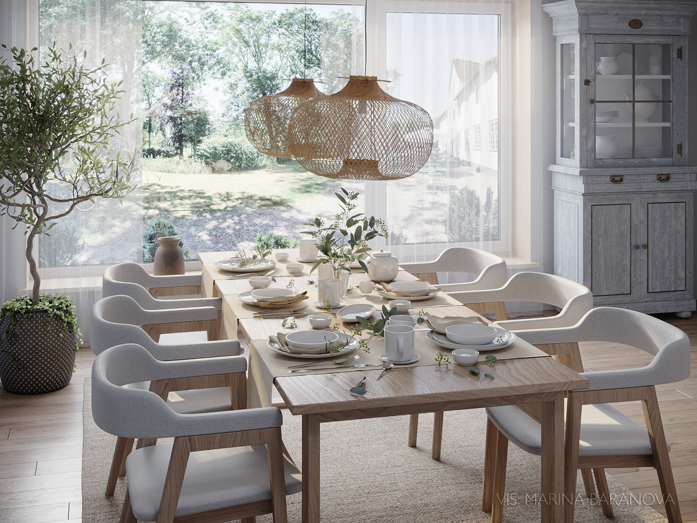dining room Farmhouse interior design  olive visualization