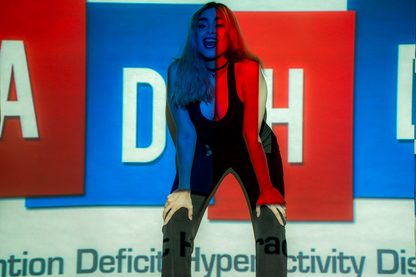 ADHD blue photoshoot Projector red