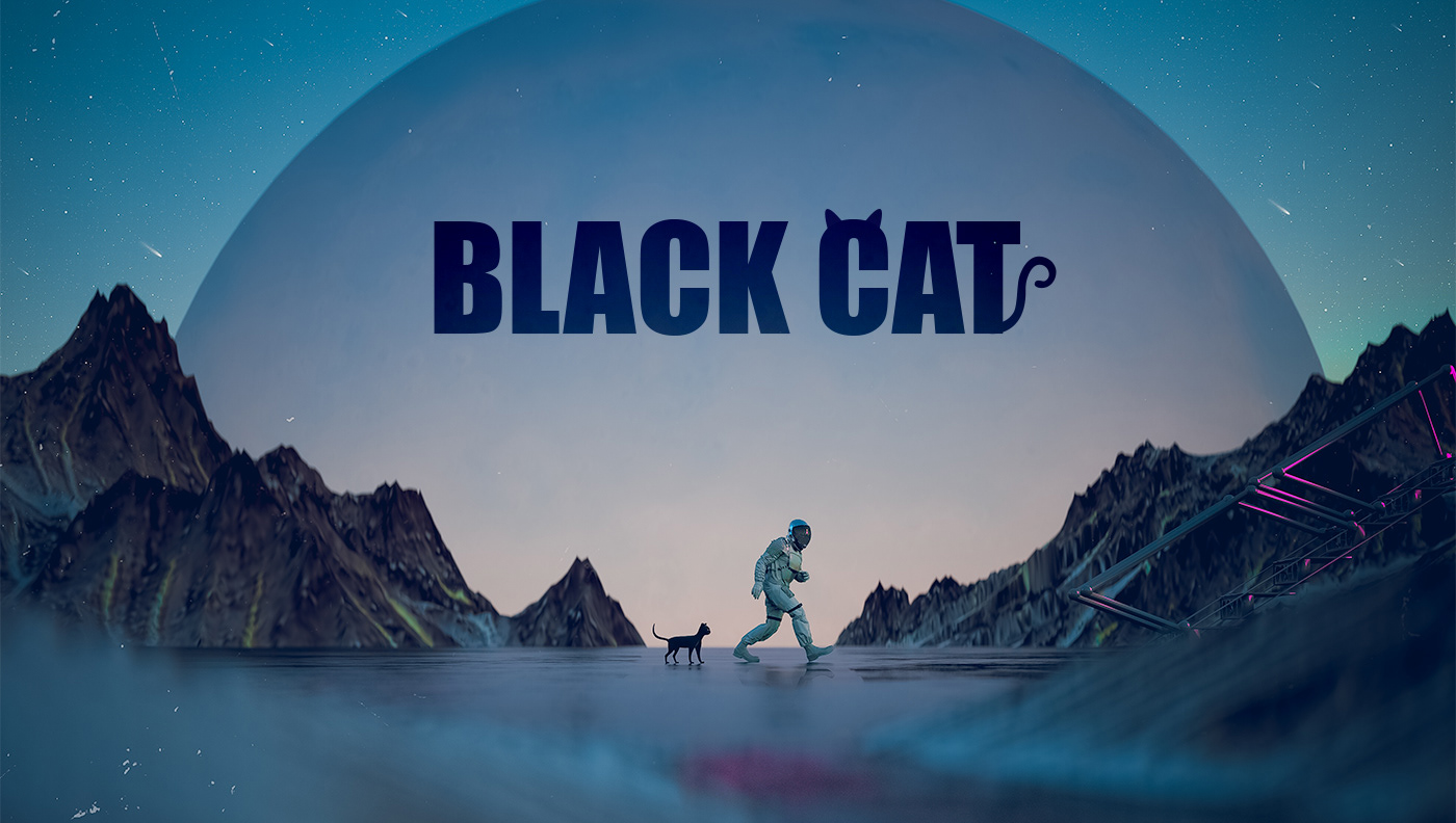 Cat black music Ps25Under25 sic fi 3D photomanipulation adobe c4d dark
