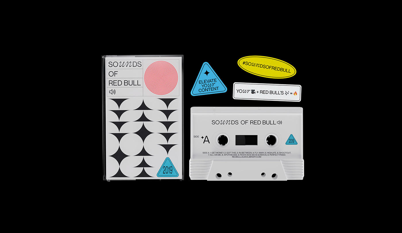 cassette Brutalism Red Bull music sound stickers waves playlist Cover Art cover