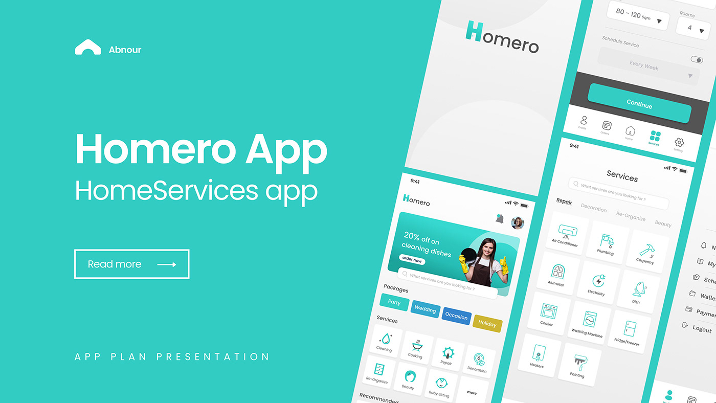 app design application cleaning home home assistant Home services Mobile app modern app services app ui ux