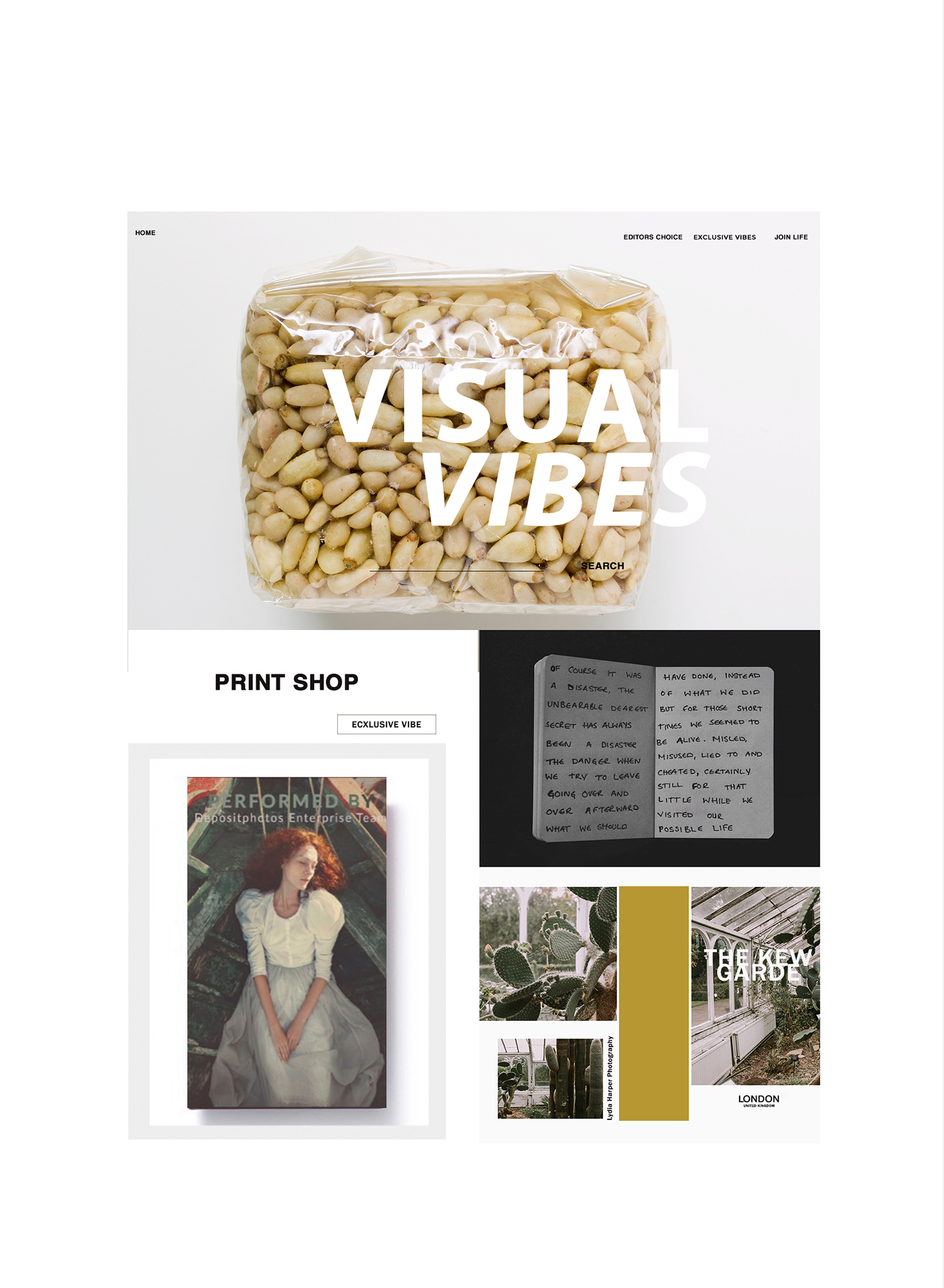homepage landing Photography  creative Authentic alternative vibes Web Design  trend fashion styled