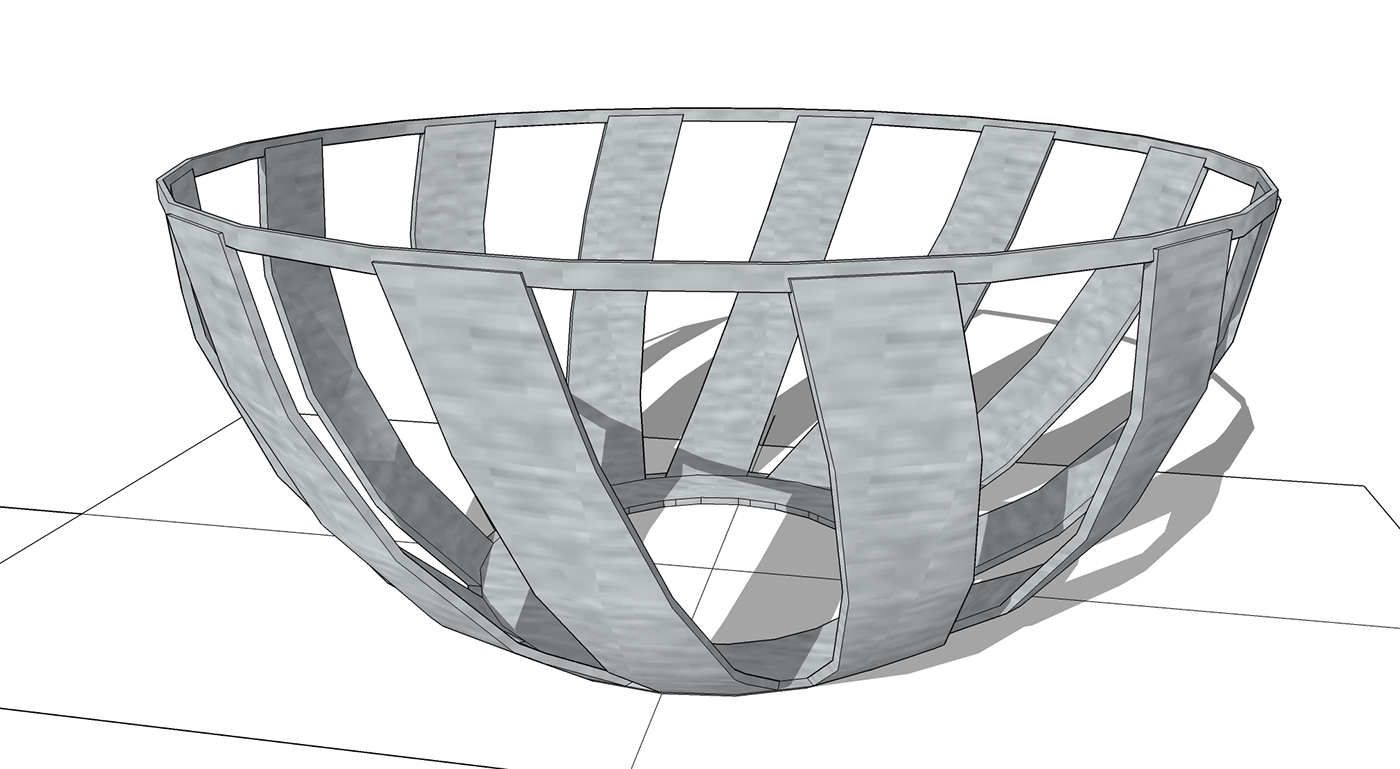 Tazón Canasta bowl diseño design decoracion decoration 3D vray SketchUP