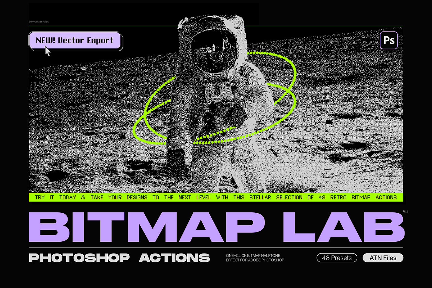 8-bit action bitmap dithering download effect halftone photoshop pixel template