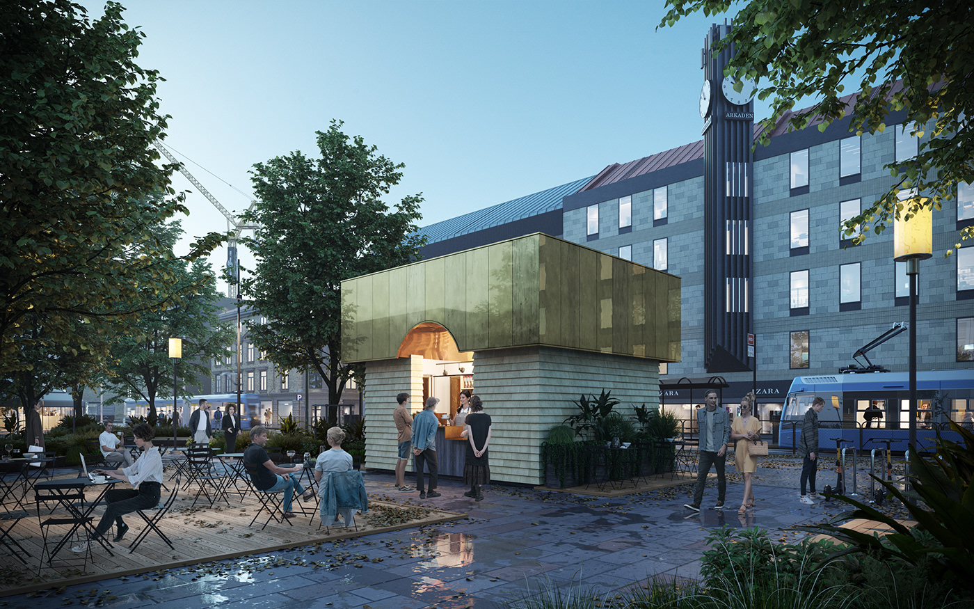 cafe CGI Competition Gothenburg Kiosk Project Render Sweden
