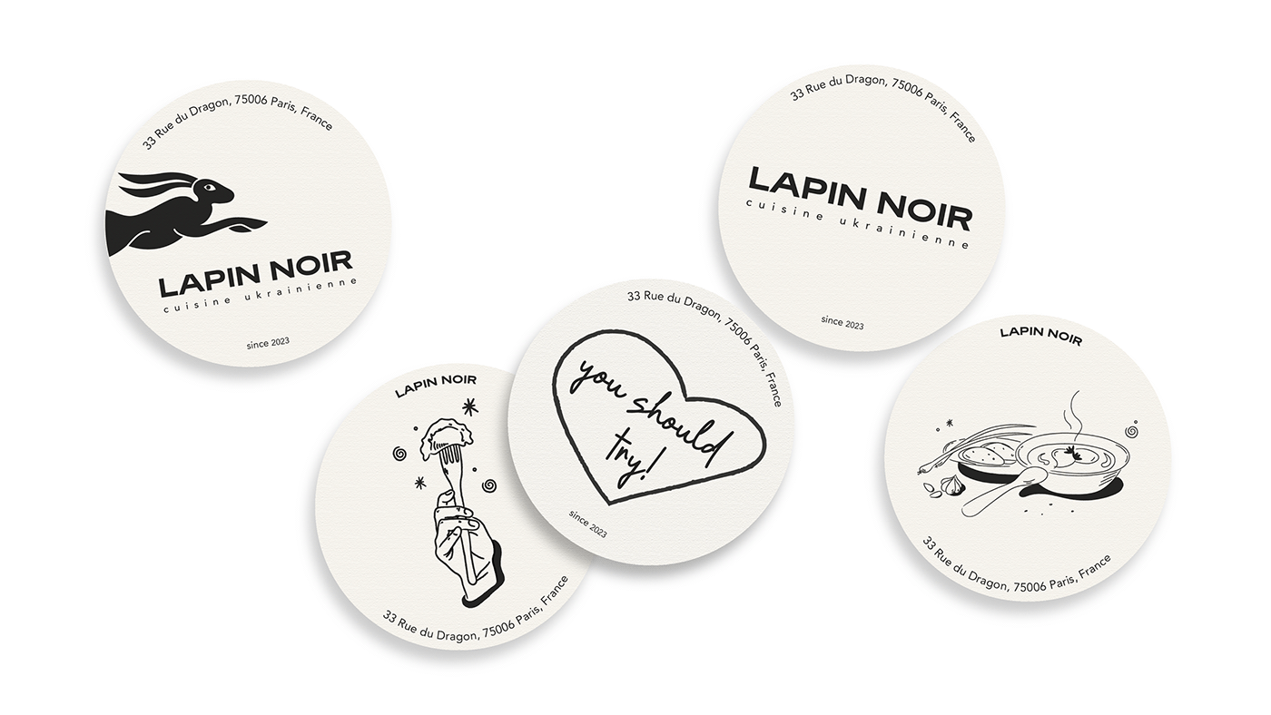 Mock up of coasters with brand design.