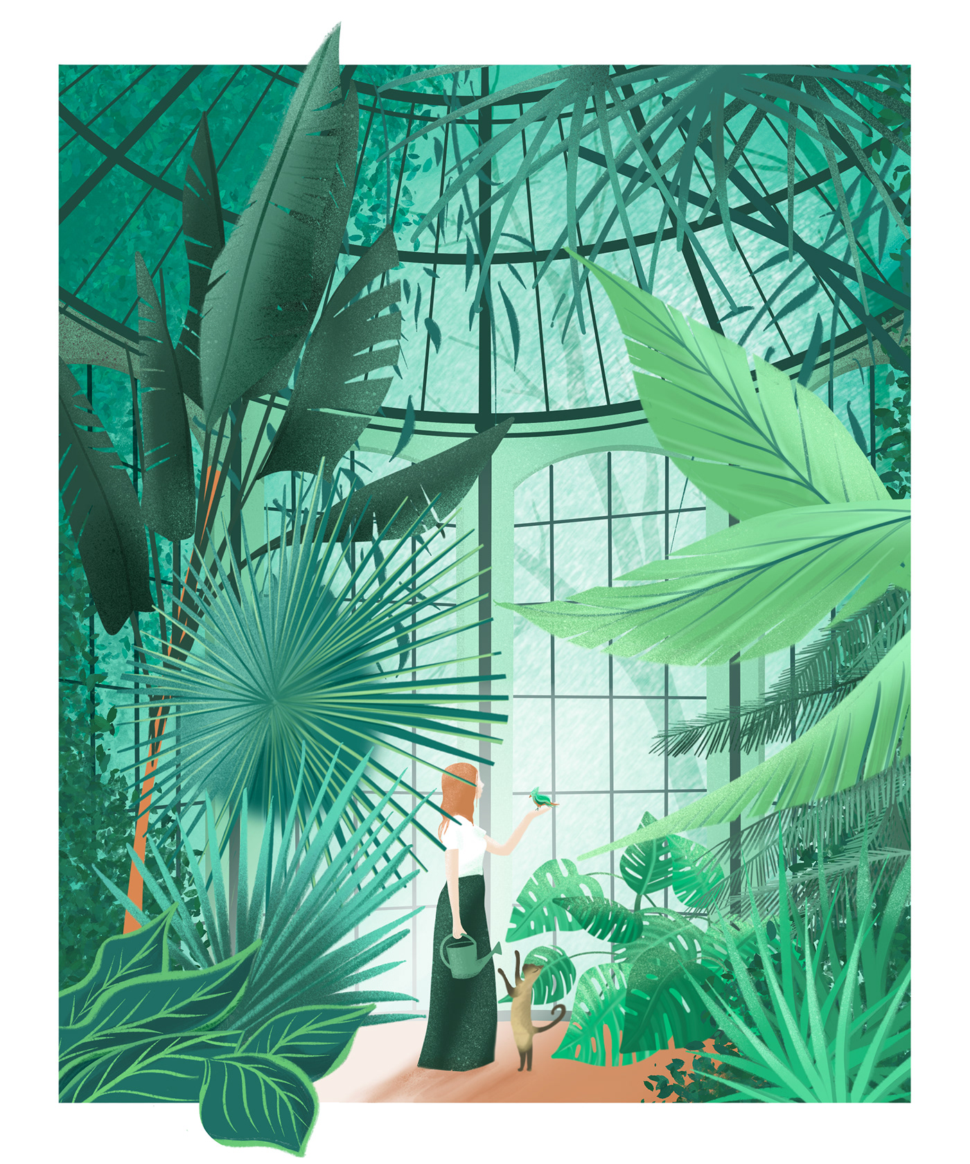 greenhouse plants Digital Art  Procreate artwork green greenhouseillustration plantsillustration serre tropicalillustration