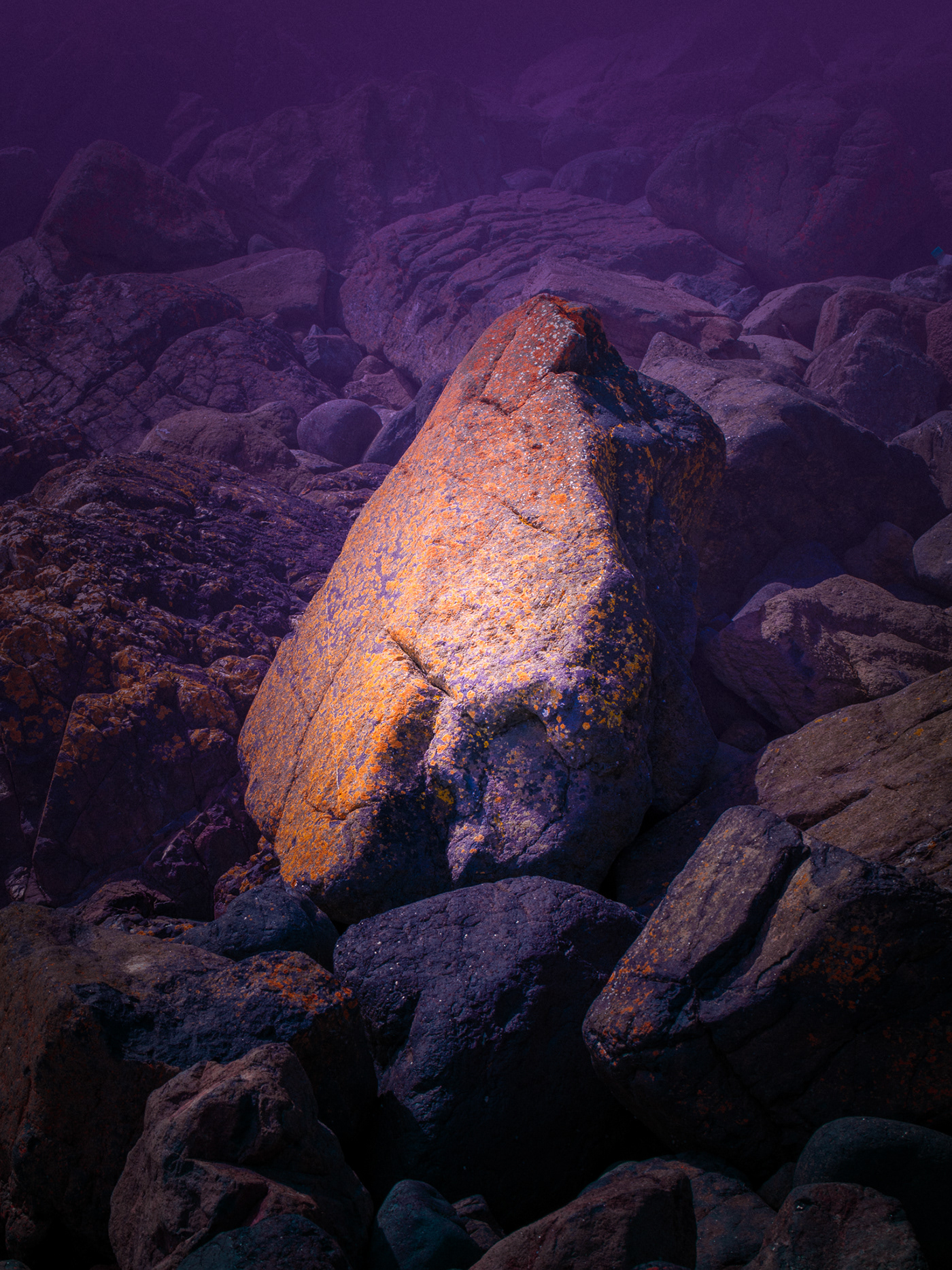 alien color geology Landscape mist planet rocks fog otherworldly