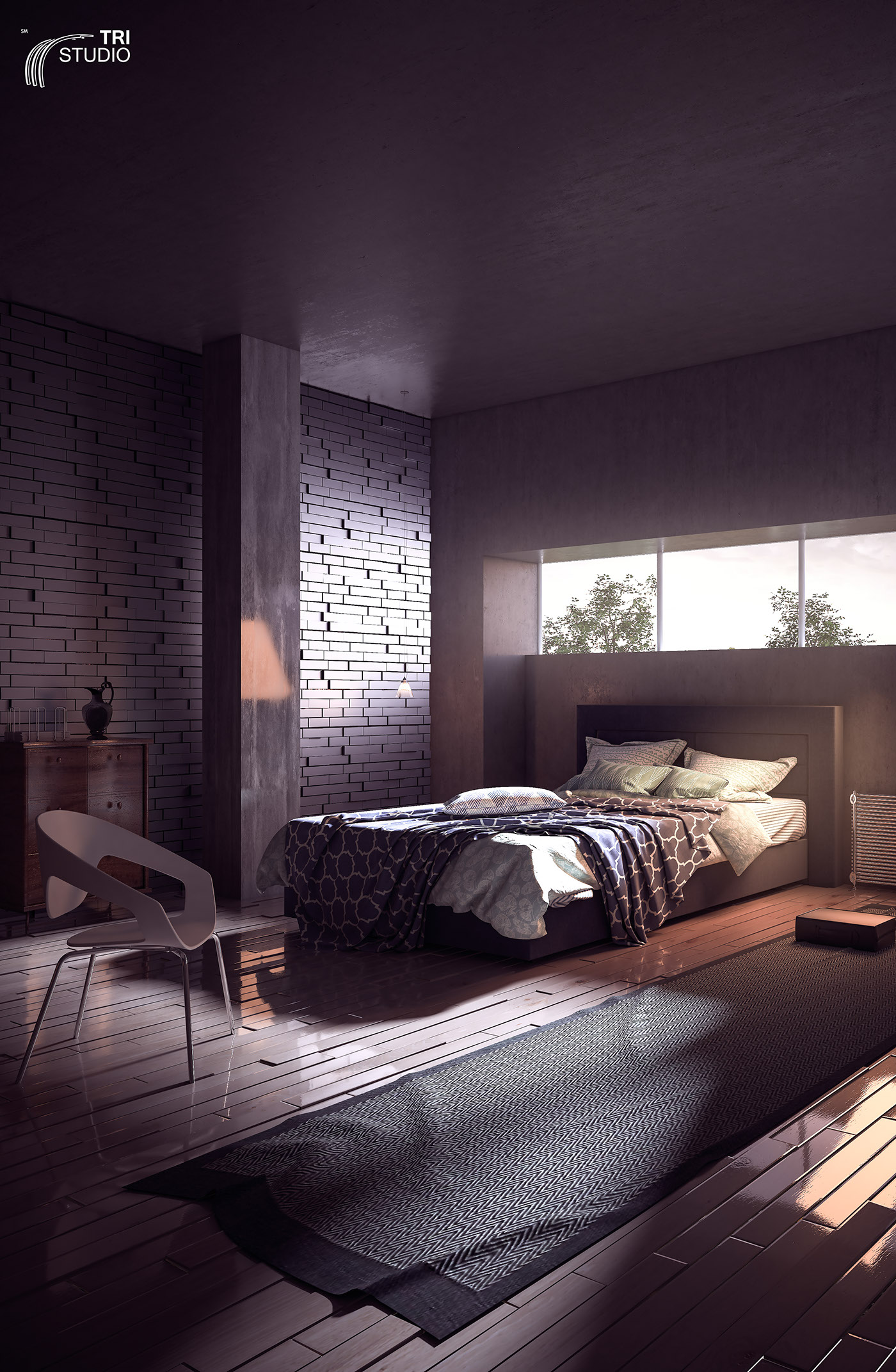 design architechture Interior bed visualize freelancer course room lighting