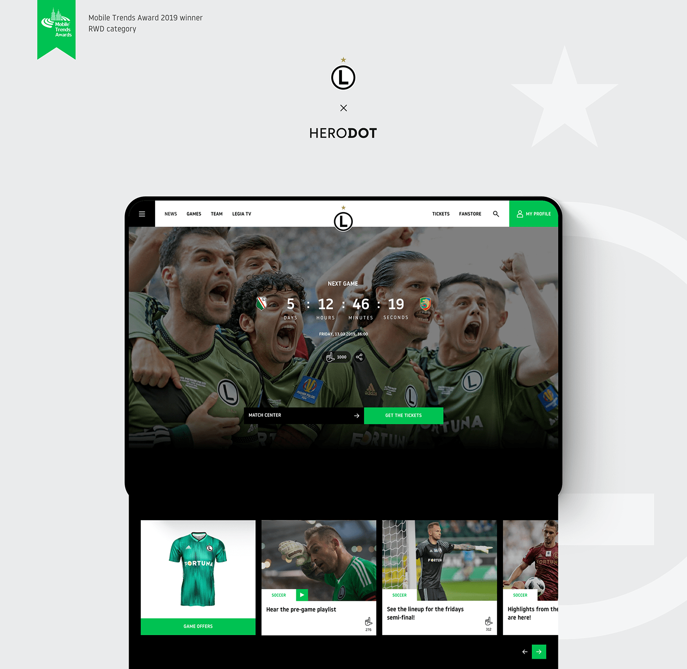 Web Design  UI ux soccer football sports Interaction design  product design  animation  legia