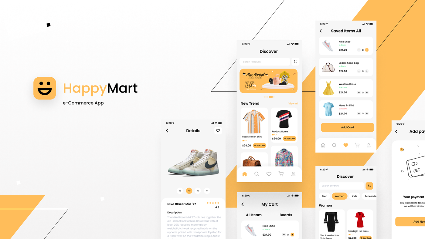app cart e-commerce ecommerce app online store Shopping store ux Case Study UI UX Case study