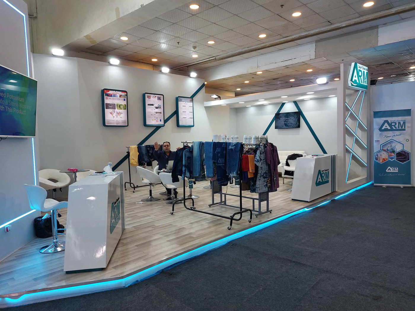 egypt Advertising  textile design  Fashion  booth Kiosk Stand Exhibition  3D Render