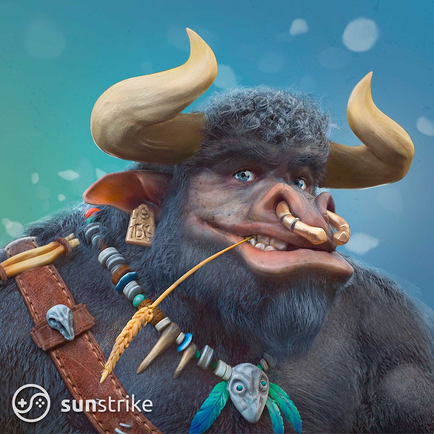 digital 3d concept art creatures character modeling SunstrikeStudios muscles bull Necklace stately 3D