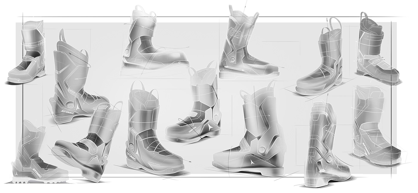 product design  industrial design  visualization sports boots snow atomic CGI pirazzo ски