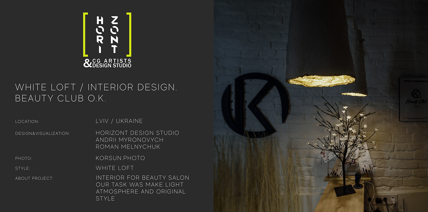 interior design  LOFT design photo horizontdesign beauty salon