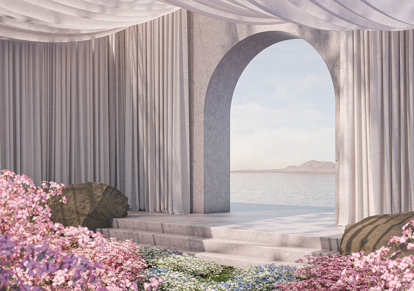 3d Visualisation 3dart architecture archviz blender CGI cgiart Flowers Landscape nft