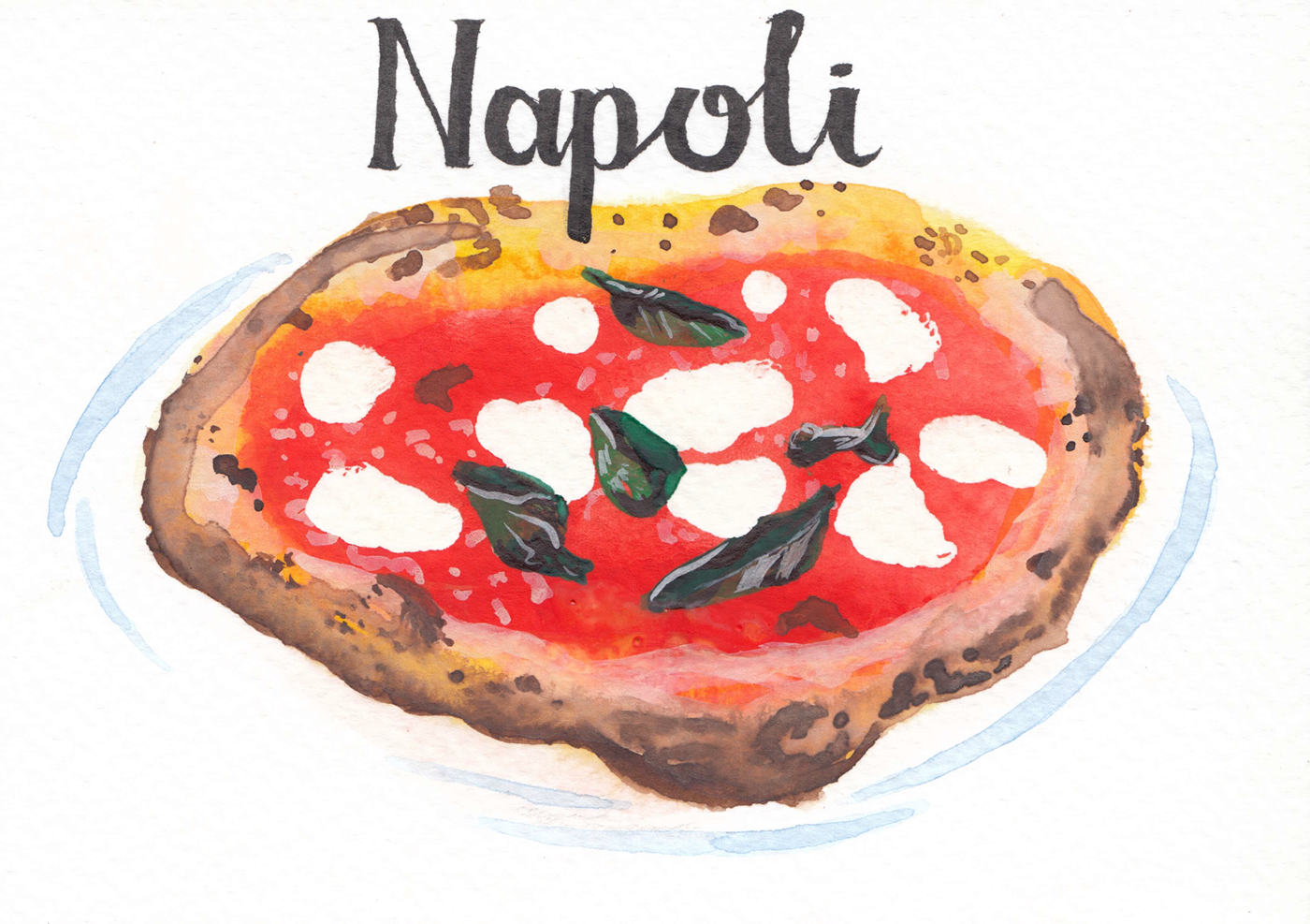 food illustration watercolour ILLUSTRATION  Pizza Italian food scotch egg quirky drawings food puns abstract