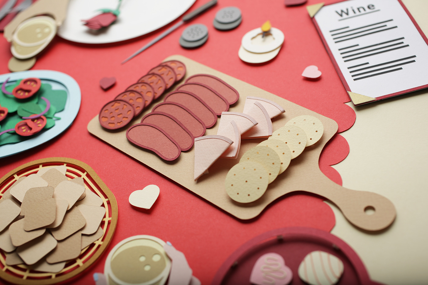 opentable valentines gif stop motion animation  paper cut paper art Food 