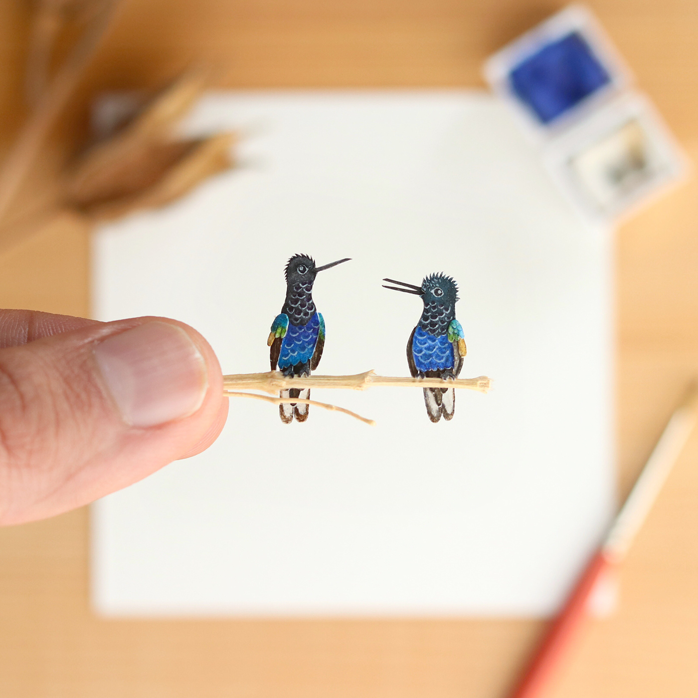 Bechance bird art crafts   ILLUSTRATION  Miniature paper art paper cut Photography  watercolour wildlife
