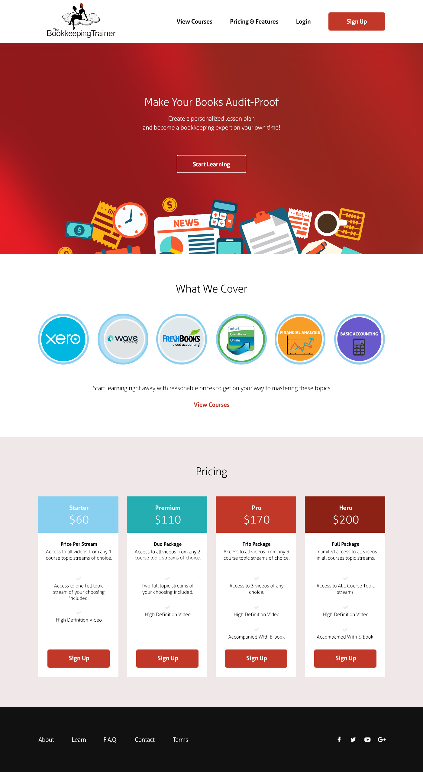 red accounting landing page sign up conversion simple minimal finance