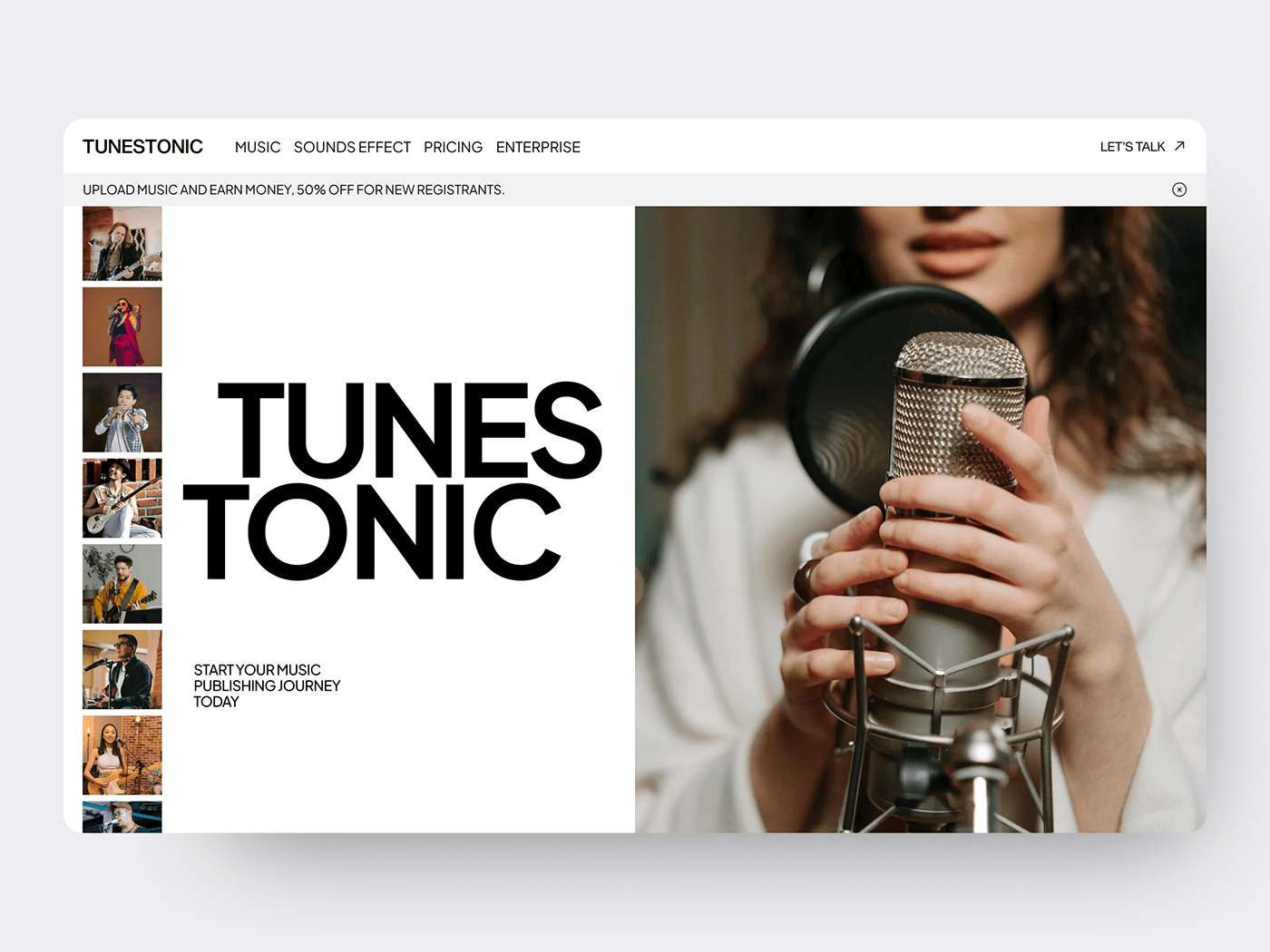 TUNESTONIC - Music Publishing Landing Page design