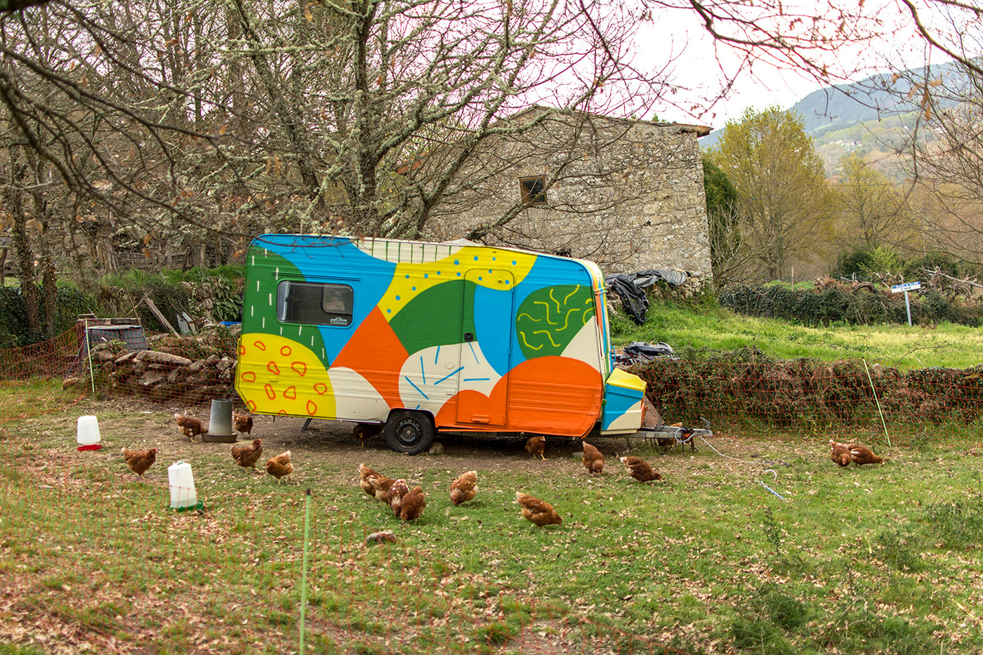 henhouse chicken pattern spraypaint rural countryside painting   streetart Urbanart roulotte