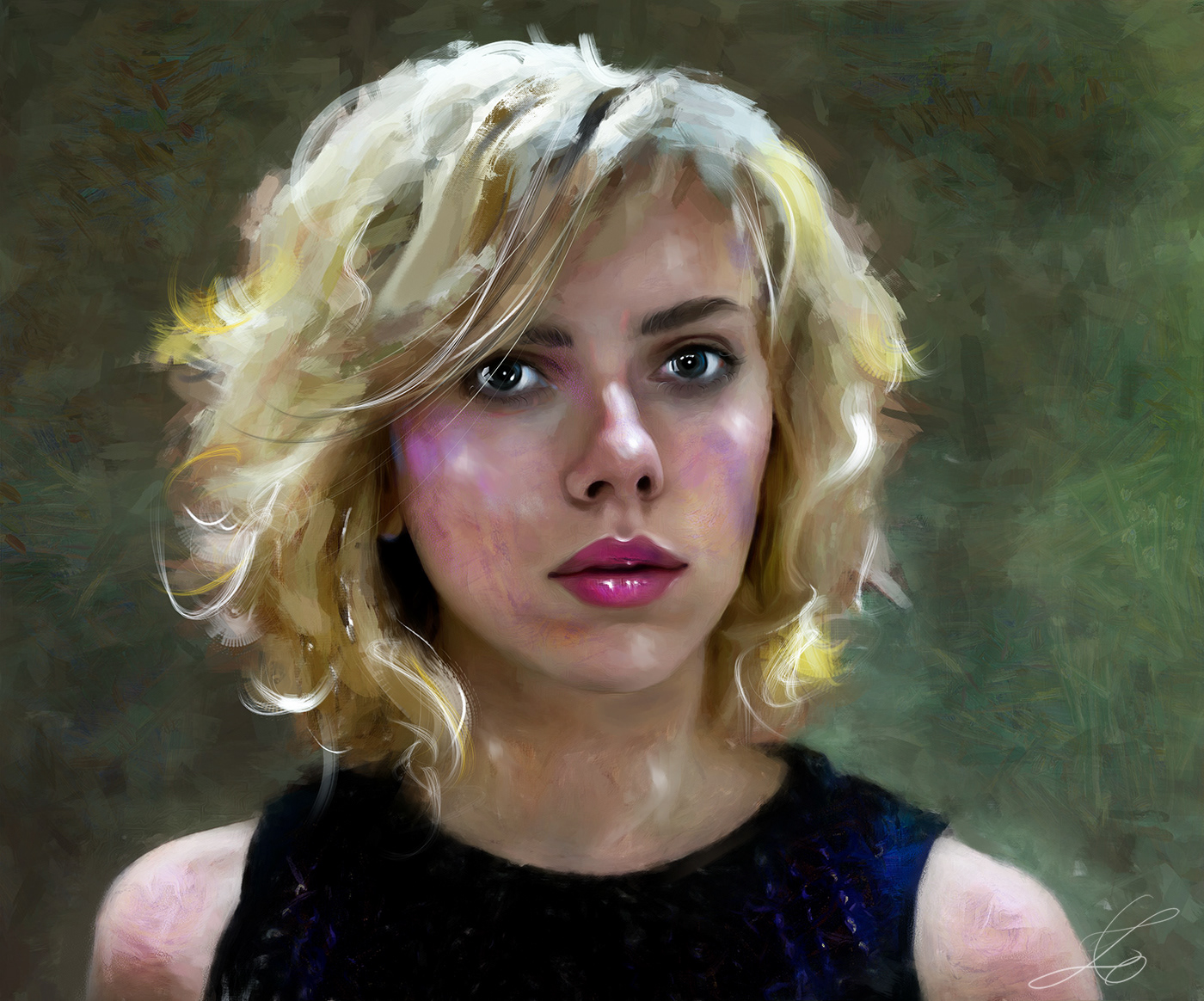 digital painting digital portrait johansson portrait Lucy scarlett johansson scarlett portrait