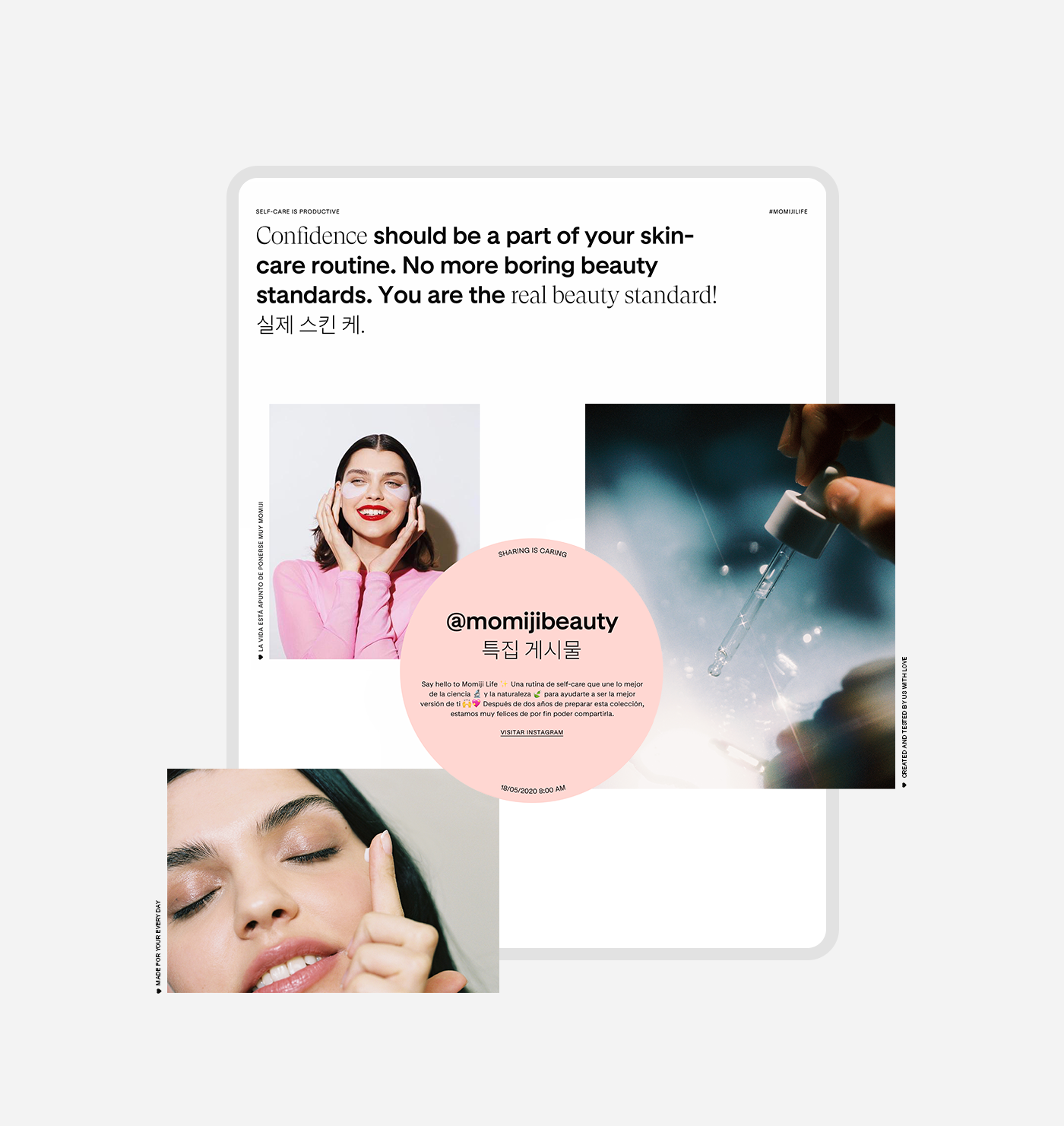art direction  beauty e-commerce Iconografia Interaction design  interactive landing page Photography  skincare Web Design 
