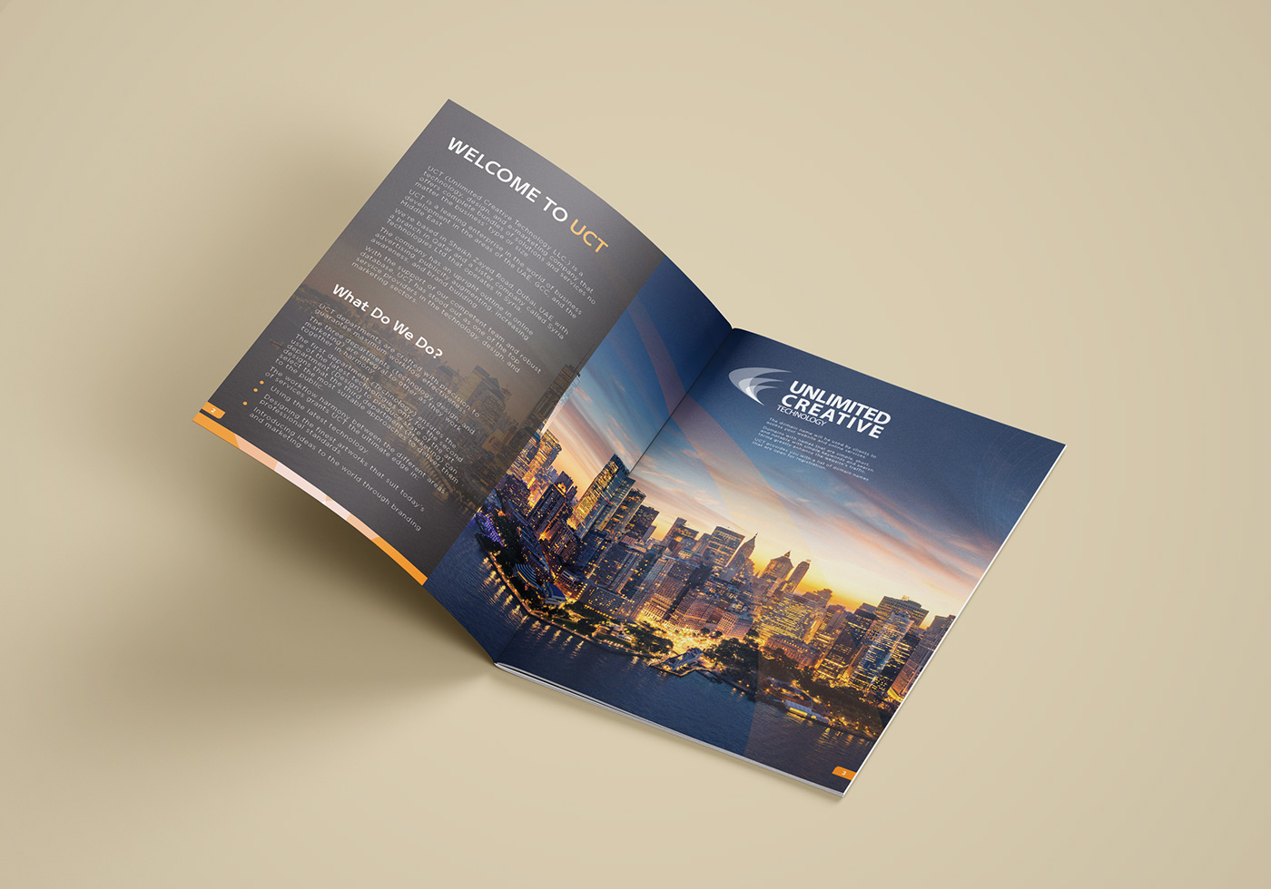 company brochure creative design orange magazine InDesign corporate identity branding 