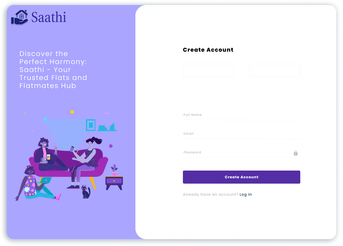 Sign Up Page of Saathi
