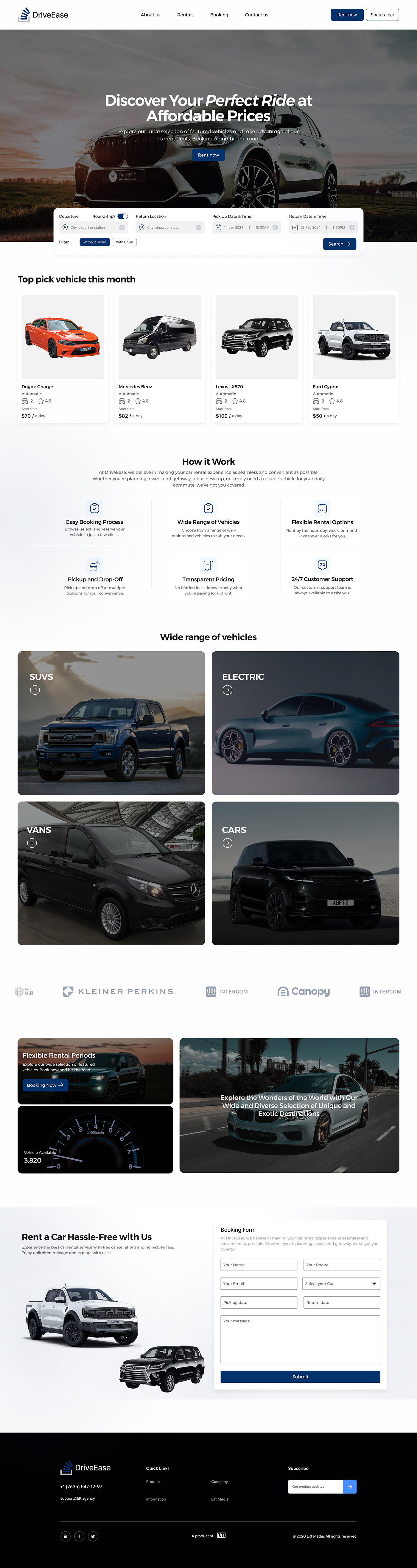 Figma ui design user interface Web Design  landing page car rental website UI/UX