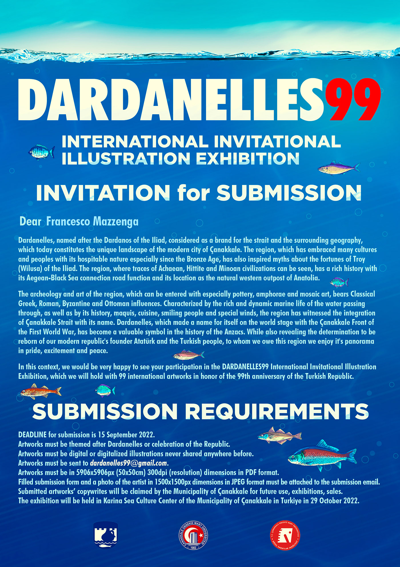 Dardanelles9 Exhibition  fishes Francesco Mazzenga graphic design  poster turchia visual design canakkale Turkey