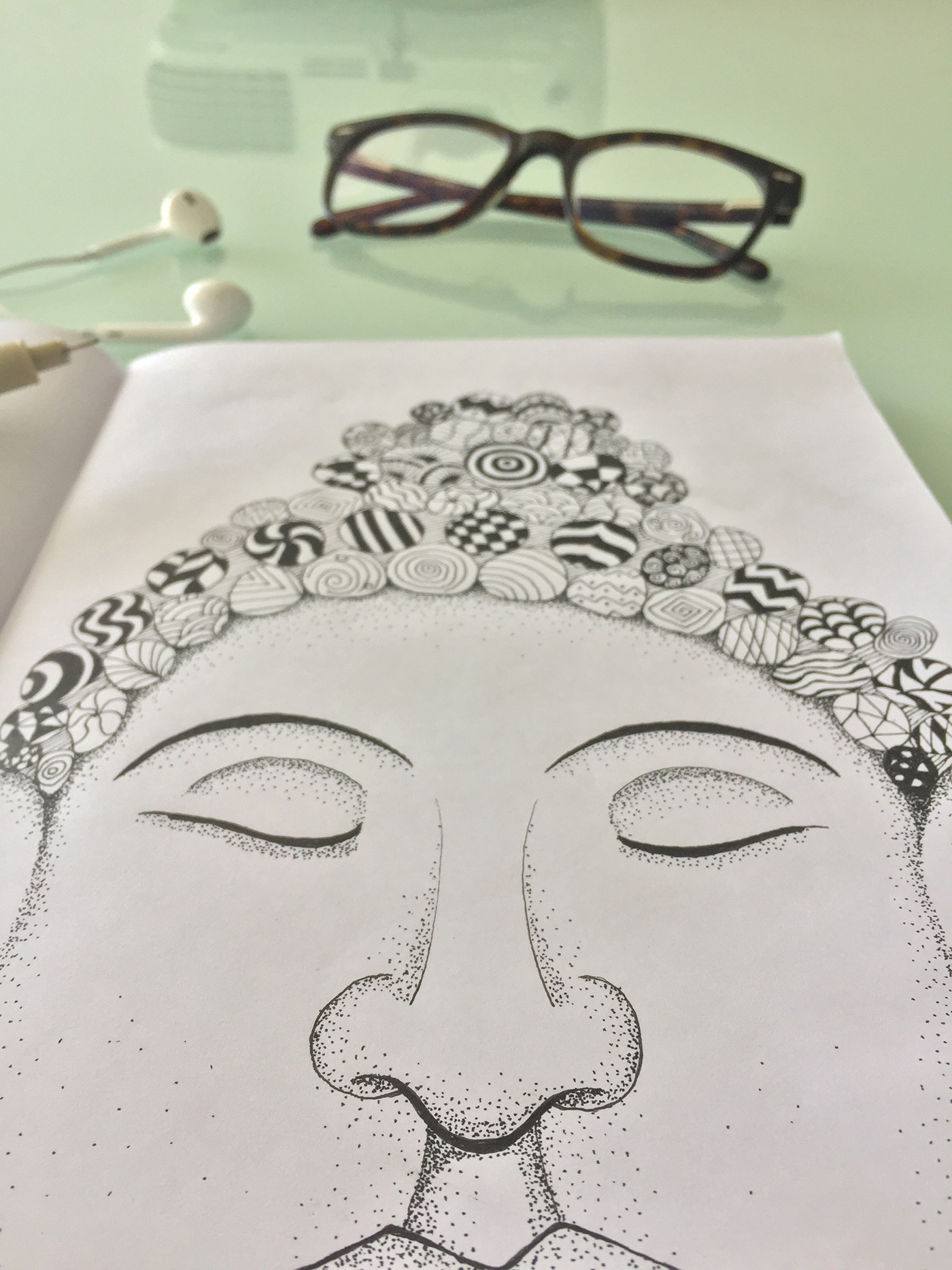 doodle art Drawing  penart Buddha zentangle scribble Mandala designer ARTDIRCTOR