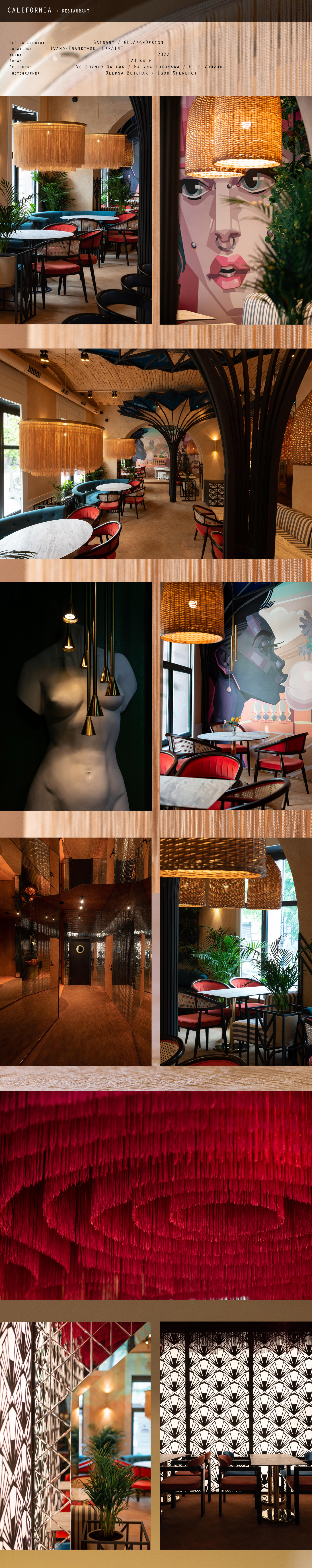 restaurant design Interior restaurant Venus de Milo ar deco interior graffiti red ceiling sand color interior sculpture interior realization